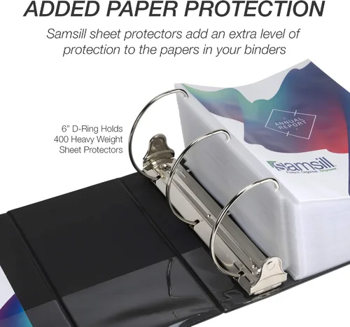Miniatura 72 de Samsill - Carpeta duradera de 5 pulgadas, fabricada en los Estados Unidos, con anillos en D, transparente y personalizable, color blanco