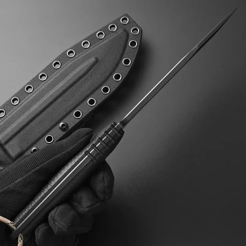 Miniatura 7 de Gtkii GTK2 cuchillo de hoja fija de acero AUS-10 con mango de nylon y fibra de vidrio de espiga completa, cuchillos de herramienta EDC para camping