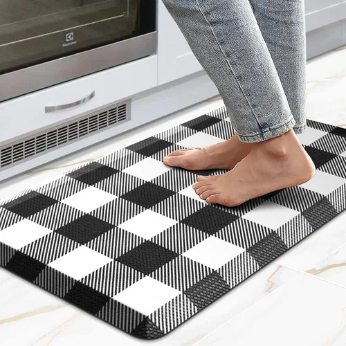 Miniatura 7 de MAYHMYO Tapete de cocina bohemio, antifatiga, étnico, acolchado, color naranja y azul, alfombras de cocina antideslizantes para cocina, suelo