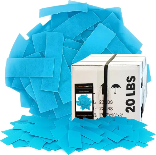 Miniatura 36 de Ultimate Confetti, Confeti Biodegradable Azul Bebé - Confeti de Papel de Seda Rectangular Revoloteante para Uso en Cañones y Lanzadores – Confeti