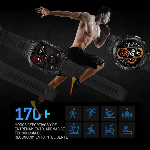 Miniatura 7 de Reloj inteligente CARBINOX Blaze con GPS – Rastreadores de fitness resistentes, impermeable IP69K, más de 170 modos deportivos, vidrio Gorilla