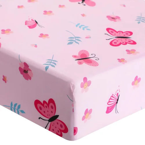 Miniatura 3 de Tudomro Juego de cama de 3 piezas para guardería de mariposas para niñas, juegos de cama de tamaño estándar con edredón, sábana ajustada y falda