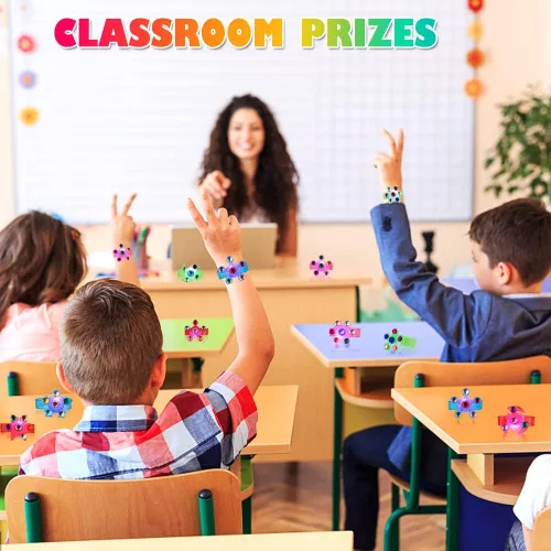 Miniatura 3 de Paquete de 32 pulseras Fidget Spinner con luz LED, que brillan en la oscuridad, recuerdos de fiesta para niños de 4 a 8 a 12 años, juguetes de caja