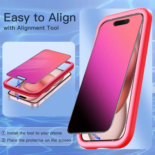 Miniatura 7 de Paquete de 2 protectores de pantalla de privacidad compatibles con iPhone 14 Pro Max de 25 grados, vidrio templado antiespía, marco de fácil Para