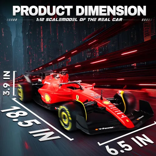 Miniatura 5 de BEZGAR Auto de control remoto Ferrari F1 75 1:12 – Auto de carreras RC de 2.4 GHz con auténtica librea, calcomanías para el cuerpo de bricolaje