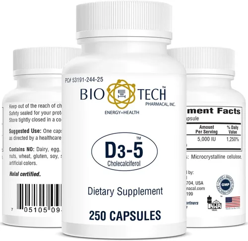 Bio-Tech Pharmacal Vitamina D3 (D3 5k UI, 250 unidades)
