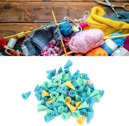 Miniatura 5 de 100 protectores de agujas coloridos, protectores de punto de tejer con agujeros grandes, protectores de puntos, tapones de punta de aguja