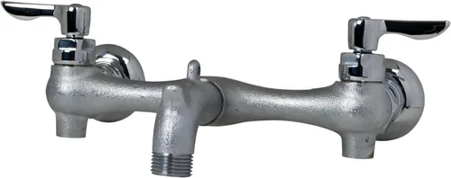 American Standard 8350235.004 8350.235.004 Grifo utilitario de montaje en pared con yugo expuesto con manijas de palanca de metal, cromo áspero
