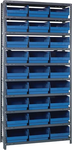 Miniatura 308 de Quantum QSBU-245BK Heavy Duty Shelving Unit with (7) Shelves and (24) QUS245 Black Bins for Garage Warehouse Storage Distribution 400 lb Load