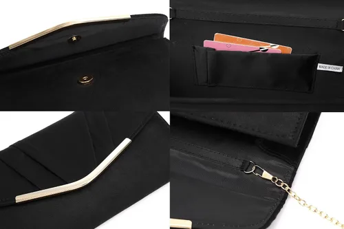 Miniatura 3 de MUDUO Women Faux Suede Envelope Clutch Purse Evening Handbag Foldover Shoulder Crossbody Bag