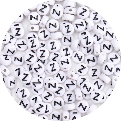 Miniatura 11 de 100 cuentas de letras – Cuentas redondas blancas del alfabeto acrílico de 0.16 x 0.27 pulgadas para hacer joyas, pulseras, collares y llaveros