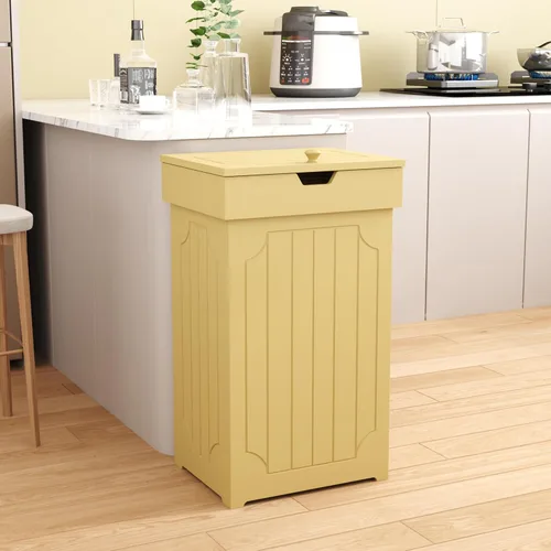 Miniatura 2 de Home-Like cubo para basura de madera con tapa, de 13 galones, ideal para basura reciclable, de 16” de ancho x 13” de profundidad y x 26.5” de alto.