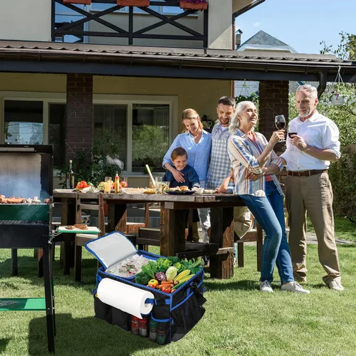 Miniatura 7 de Organizador grande para parrilla con bolsa refrigeradora, organizador de accesorios de barbacoa, cesta de picnic con soporte para toallas de papel