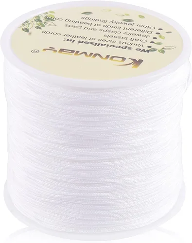 Miniatura 55 de KONMAY 1 rollo de cuerda de nailon para hacer pulseras de 150 yardas, trenzado de nailon Shamballa Macramé/cordón de cuentas de 0.4mm, cordón