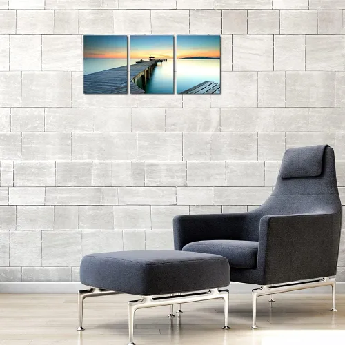 Miniatura 6 de Wieco Art 3 piezas de lienzo de paisaje marino impresiones de arte de pared, puesta de sol, océano, playa, pinturas para cocina, dormitorio, hogar