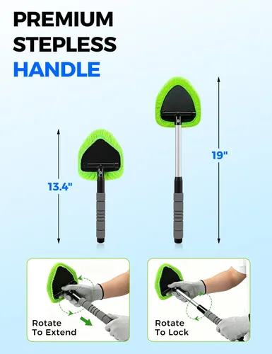 Miniatura 3 de XINDELL Herramienta de Limpiador de Parabrisas – Kit de Limpieza de Ventanas Interiores de Coche con Mango Extensible y 4 Almohadillas