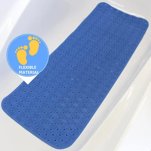 Miniatura 2 de SafeLand - Tapete antideslizante para baño, ducha, bañera de longitud XL, material TPR, ecológico, sin PVC, lavable a máquina, sin olor, con Azul