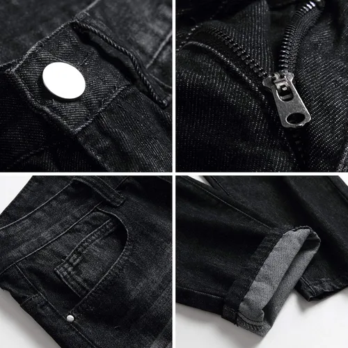 Miniatura 6 de Jeans rasgados para hombre, ajustados, ajuste regular, pierna cónica, desgastados, pantalones de mezclilla para hombre con agujero