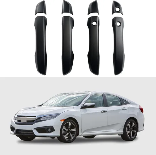 Miniatura 17 de Cubierta de Manija de Puerta Cromada Compatible con Honda Civic Sedán Hatchback Coupé Tipo R de 10ª Generación 2016 2017 2018 2019 2020 2021 Manija
