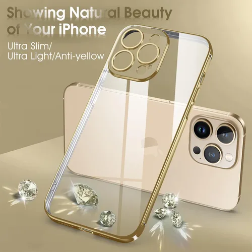 Miniatura 6 de Supdeal Funda transparente para iPhone 13 Pro Max, [No se pone amarilla] [probada en caídas de grado militar] funda protectora para teléfono a Dorado
