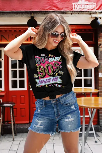 Miniatura 3 de FLOYU Camisa Made Me de los años 80 para mujer, camiseta de los años 90, traje vintage de los años 80 y 90, camisetas casuales de fiesta de los años