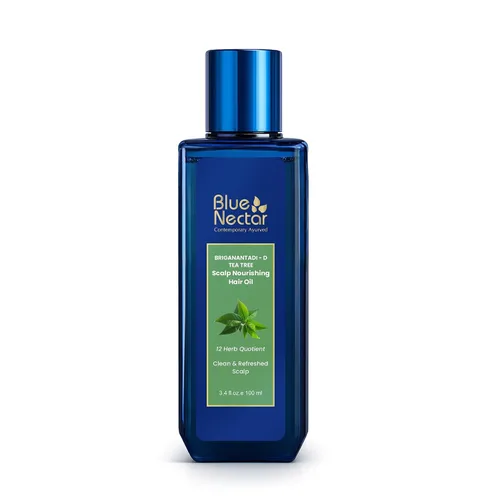 Blue Nectar Aceite de árbol de té para el cabello | Aceite natural anticaspa para el cuero cabelludo | Aceite para el cabello ayurvédico a base de