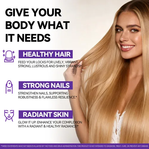 Miniatura 3 de Gomitas para el cabello, piel y uñas, multivitamínico para el crecimiento del cabello, con colágeno y queratina para mujeres, sabor a fresa sin