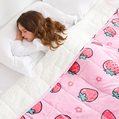 Miniatura 20 de Aemicion Manta con peso para niños de 7 libras, tamaño individual de 41 x 60 pulgadas, cómoda, suave y esponjosa Sherpa, manta pesada para niños