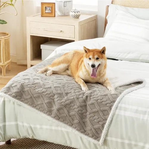Miniatura 8 de Bedsure - Mantas impermeables para perros grandes - Manta para mascotas para protector de sofá lavable, manta de forro polar de coral jacquard