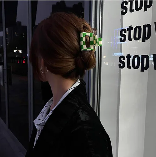 Miniatura 3 de BetterJonny - Paquete de 4 pinzas para el cabello a cuadros, pasadores cuadrados medianos para el cabello, accesorios para el cabello grueso y fino