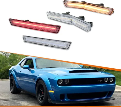 Miniatura 13 de ADIIL Luces de posición laterales LED de repuesto para Dodge Challenger SRT Widebody RT ámbar LED guardabarros delanteros OEM Fit Sidemarker Kit