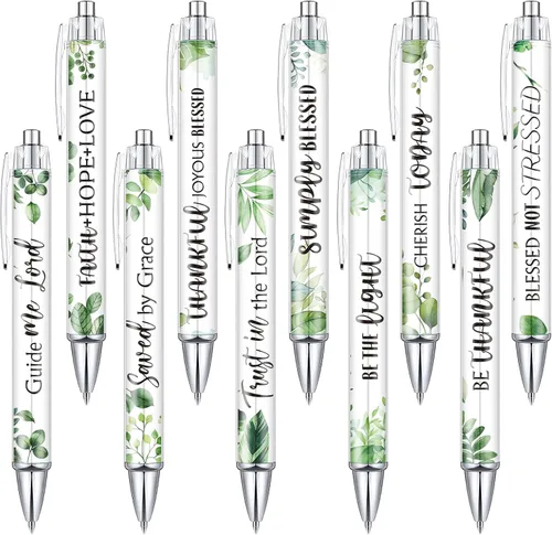 Miniatura 15 de Tinlade 10 piezas de bolígrafos cristianos para mujeres, bolígrafos de tinta religiosa, regalos de Pascua, citas inspiradoras, versículos bíblicos