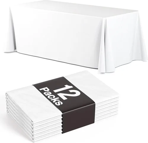 Miniatura 8 de Paquete de 6 manteles rectangulares desechables de plástico color negro, 70 x 120 pulgadas, para fiestas, mantel rectangular, manteles desechables