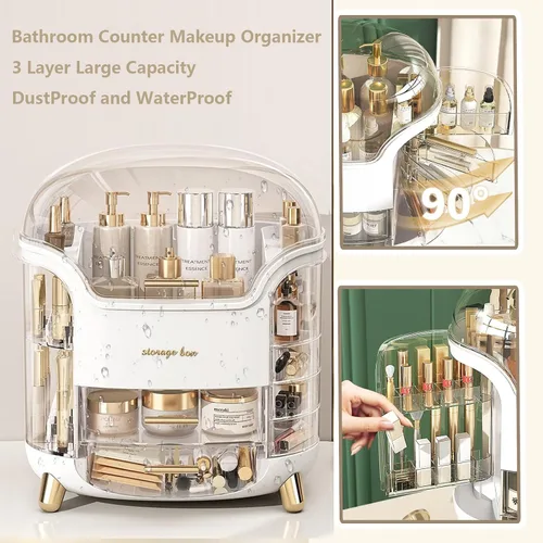 Miniatura 2 de Omeily Organizador de Maquillaje Grande para Encimera Organizador de Tocador Organizador de Cosméticos Caja de Almacenamiento de Maquillaje