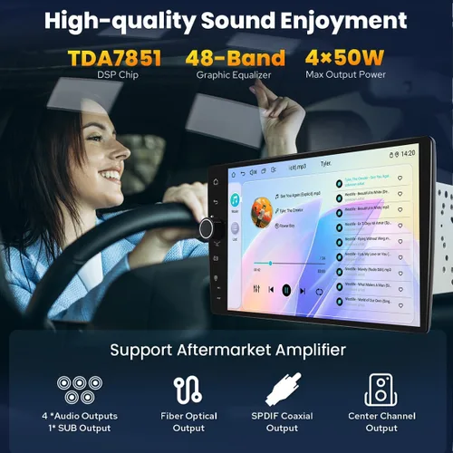 Miniatura 3 de JOYING Radio doble DIN estéreo de 9 pulgadas para automóvil con Apple Carplay y Android auto, Android 13 Unidad principal 4GB+64GB con enlace