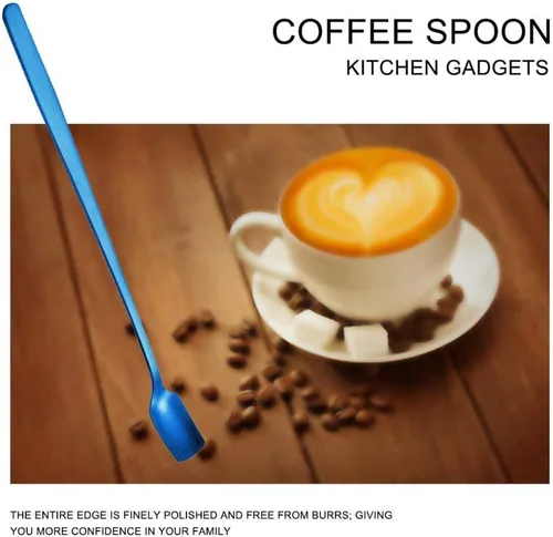 Miniatura 5 de COMIART - Cucharas de té helado de mango largo para mezclar, 6.7 pulgadas, cabeza cuadrada, cucharaditas de café, cucharas de cóctel, ideal para uso