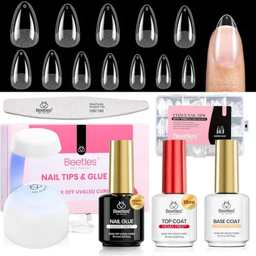 Miniatura 26 de beetles Gel Polish Kit de pegamento para uñas acrílicas, cepillo 5 en 1 súper fuerte, pegamento de gel y esmalte, requiere lámpara LED, regalo