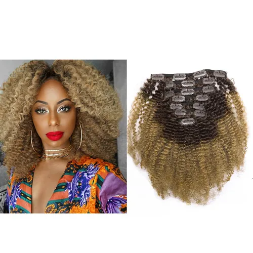 Miniatura 13 de Extensiones de cabello rizado con horquillas, cabello humano virgen Remy, extensiones de pelo rizado brasileño 4B 4C, grado 8A, gruesos