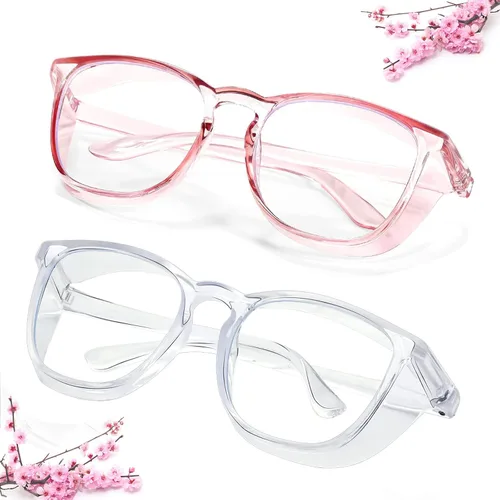 Miniatura 23 de SQIMZAR - Lentes de seguridad para mujeres, para enfermeras, lentes protectores, lentes de seguridad antivaho Púrpura claro+rosa claro