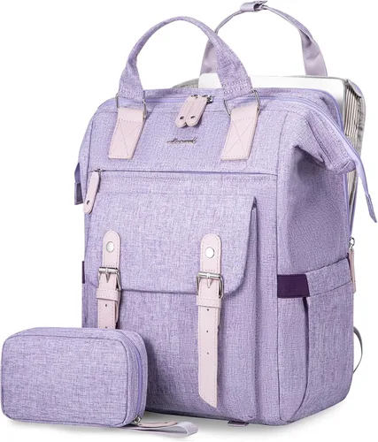 Miniatura 33 de LOVEVOOK - Mochila para laptop de mujer, bolsa de trabajo, viaje, computadora, mochila para maestra o enfermera, bolsa para libros, beige verde