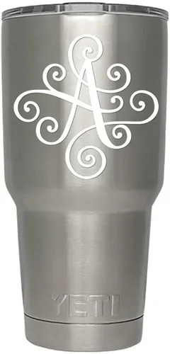 Miniatura 64 de Monogram - Calcomanía troquelada/vinilo adhesivo. Haga clic para opciones de color/letra. Disponible en cuatro colores y todas las letras de la A