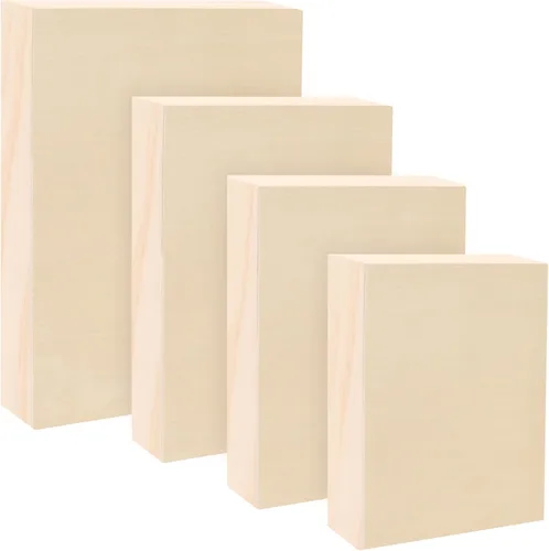Da Vinci Pro Panel de madera de abedul de 1-5/8 pulgadas de profundidad, paquete de 4 paneles rectangulares pequeños, textura fina, resistente a la