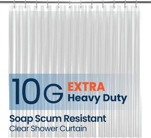 LiBa Cortina de ducha para baño, cortina de ducha de plástico impermeable, PEVA de alta calidad, no tóxica con ojales a prueba de óxido, calibre 10,