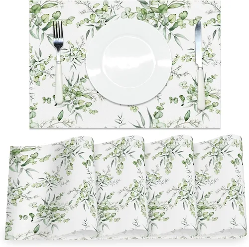 Miniatura 12 de AOFOTO Juego de 4 manteles individuales con estampado de flores silvestres coloridas, manteles individuales artísticos rectangulares modernos