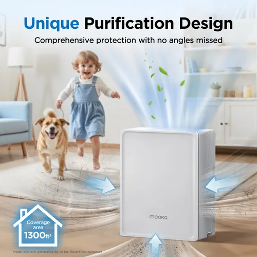 Miniatura 3 de Purificadores de aire para el hogar, habitación grande de hasta 1300 pies cuadrados, purificador de aire MOOKA HEPA para mascotas domésticas