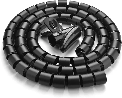 Organizador de cables de 10 pies de diámetro de 0.8 pulgadas de diámetro con clip de cremallera, organizador de cables de alambre flexible y