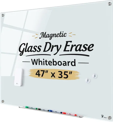 Miniatura 14 de TOWON Pizarra blanca de cristal de 6 x 4 pies, pizarra blanca magnética negra de borrado en seco de 72 x 48 pulgadas, pizarra de borrado en seco