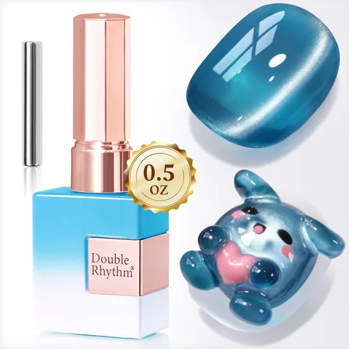 Miniatura 71 de Double Rhythm Esmalte de gel Jelly Glass de ojo de gato con imán, 0.5 onzas líquidas, brillo holográfico, brillante, translúcido