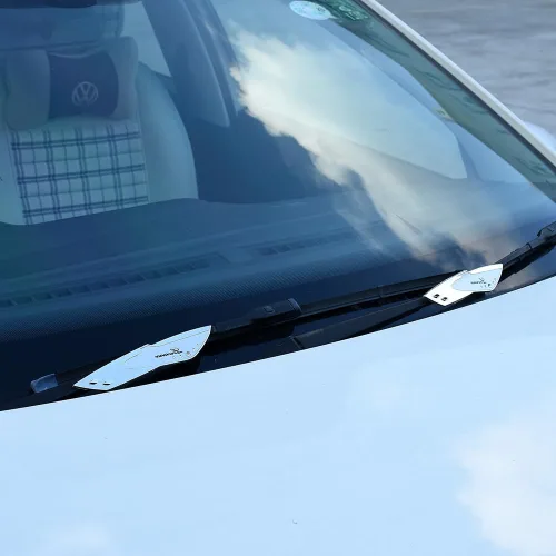 Miniatura 4 de 1 Par Soporte de Limpiaparabrisas de Coche Spoiler de Aleta de Escobilla de Limpiaparabrisas Tabletas de Presión, Todo Plateado