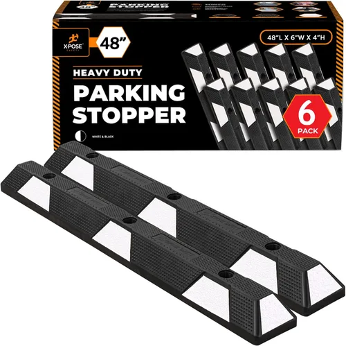 Miniatura 41 de Xpose Safety Tope de goma resistente de 22 pulgadas para estacionamiento, paquete de 2 bloques de ruedas para garaje, entrada o rampa, tope
